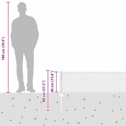 Ограда и колче Сребрист 0,4 x 25 м Стомана