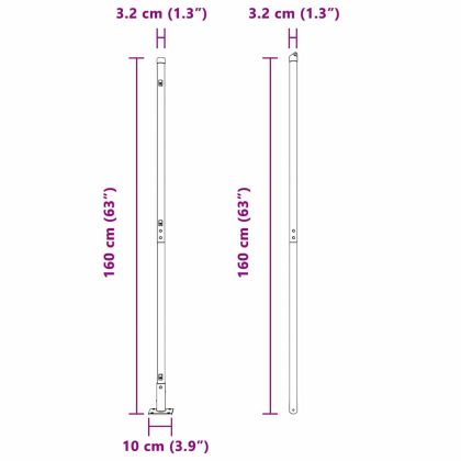 Стълб за ограда. Друг 26 pcs Сив 3,2 x 3,2 x 83,5 см Стомана