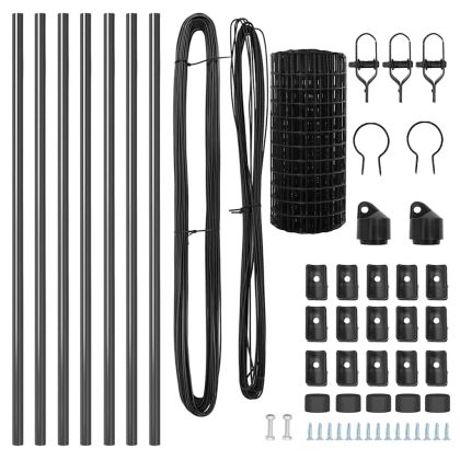 Ограда с пост Сив 0,6 x 10 м Стомана и PVC