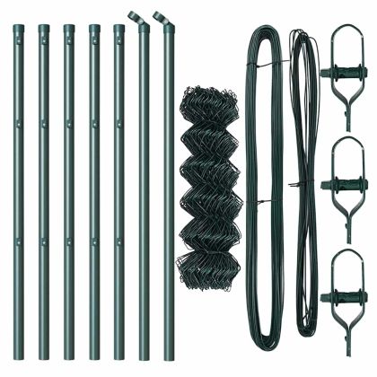 Оградна верига с колони Зелен 0.8 x 10 m Стомана
