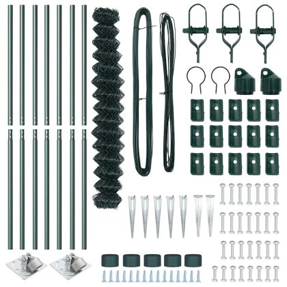 Оградна верига с колони Зелен 1.5 x 10 m Стомана