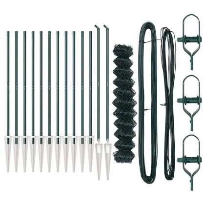 Оградна верига с колони Зелен 1.2 x 25 m Стомана