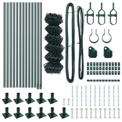 Оградна верига с колони Зелен 0.4 x 25 м Стомана