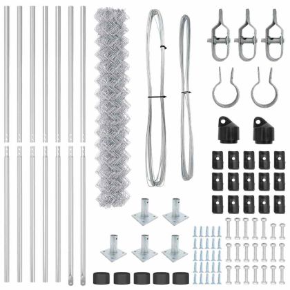Оградна верига с колони Сребрист 1.6 x 10 m Стомана
