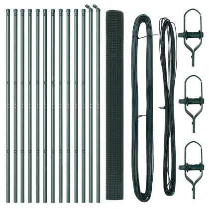 Стълб за ограда. Зелен 25 x 1,5 м (25 x 25 мм мрежа) Стомана