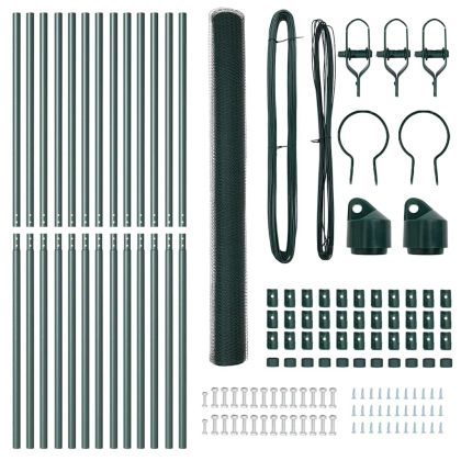Оградa с колчета Зелен 1.6 x 25 m Покрит със PVC стомана