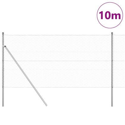 Оградa с колчета Сребрист 1.4 x 10 m Покрит със PVC стомана