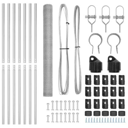 Оградa с колчета Сребрист 1.5 x 10 m Покрит със PVC стомана