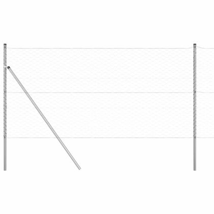 Оградa с колчета Сребрист 1.4 x 25 m Покрит със PVC стомана