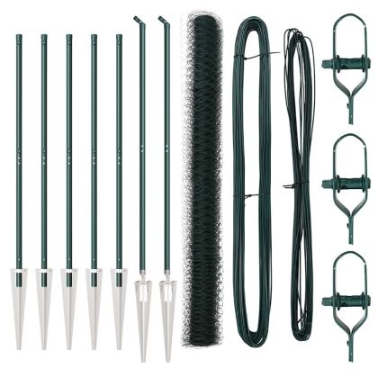 Оградa с колчета Зелен 1.6 x 10 m Покрит със PVC стомана