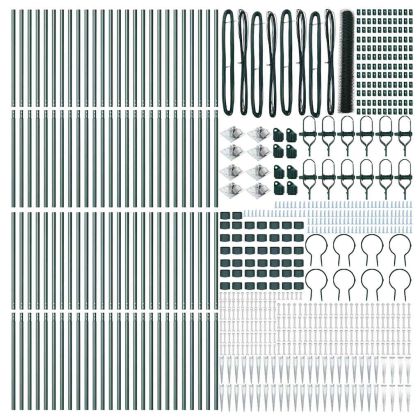 Оградa с колчета Зелен 1.4 x 100 m Покрит със PVC стомана