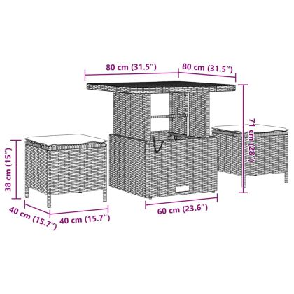 Градински Софа Комплект 9 pcs Черно полиратан