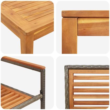 Комплект за хранене в градината 5 pcs Сив Полиратан