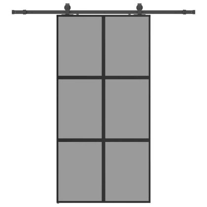 Плъзгаща се врата с комплект обков Черно 102,5x205 cm