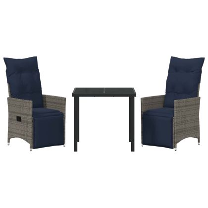 Комплект за хранене в градината 3 pcs Сив полиратан