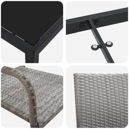 Комплект за хранене в градината 3 pcs Сив полиратан