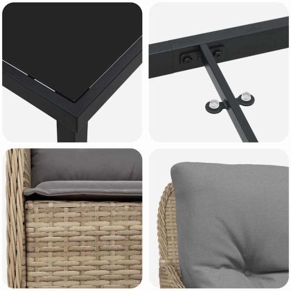 Комплект за хранене в градината 7 pcs Бежово Полиратан