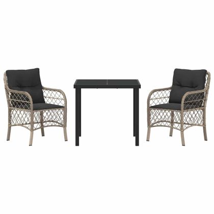 Комплект за хранене в градината 3 pcs Светлосиво полиратан