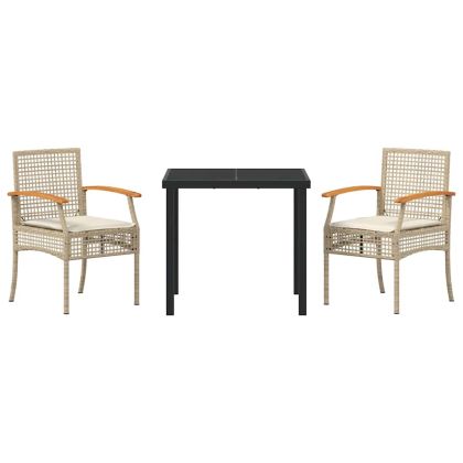 Комплект за хранене в градината 3 pcs Бежово полиратан