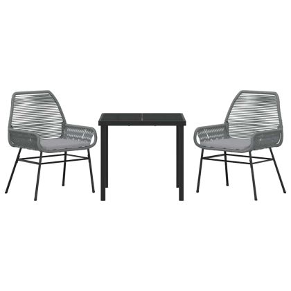 Комплект за хранене в градината 3 pcs Сив полиратан