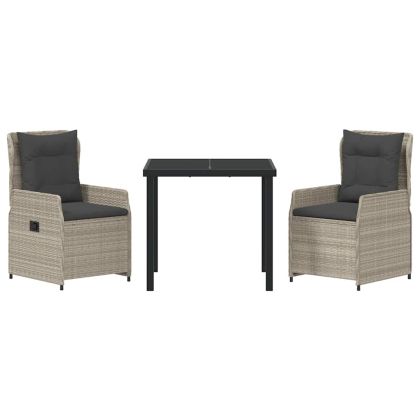 Комплект за хранене в градината 3 pcs Светлосиво полиратан