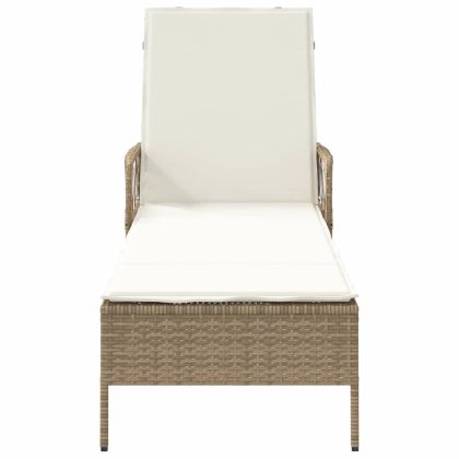 Шезлонг с възглавница 1-човек Бежово 157 x 55 x 92см полиратан