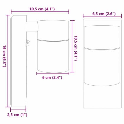 Външни стенни лампи 2 pcs Сребрист 6.5 x 10.5 x 16 см
