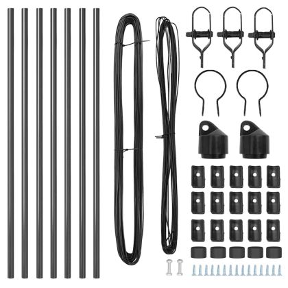 Оградни стълбове 7 pcs Сив Ø32mm 100 см Поцинкована стомана