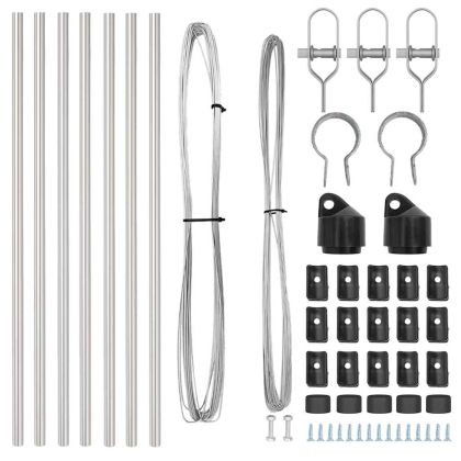 Оградни стълбове 7 pcs Сребрист Ø32mm 120 см