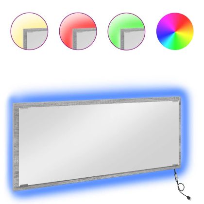 Огледало с огледало Сив Сонома 90 x 8,5 x 37 см Инженерно дърво