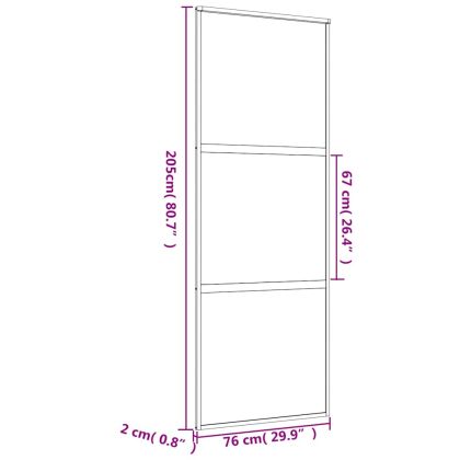 Плъзгаща се врата 76x205 см прозрачно ESG стъкло и алуминий