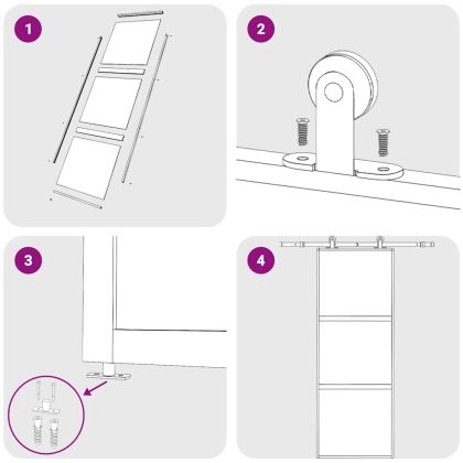 Плъзгаща се врата, черна, 76x205 см, закалено стъкло и алуминий