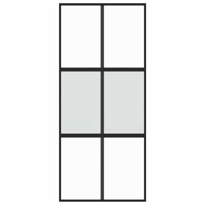 Плъзгаща се врата, черна, 90x205 см, закалено стъкло и алуминий