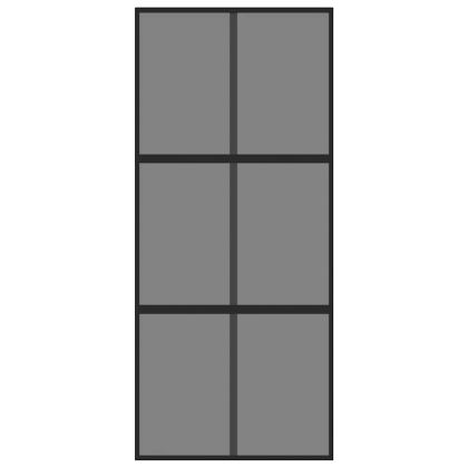 Плъзгаща се врата, черна, 90x205 см, закалено стъкло и алуминий