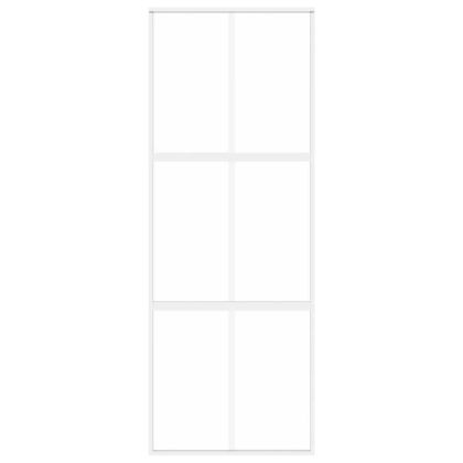 Плъзгаща се врата, бяла, 76x205 см, закалено стъкло и алуминий