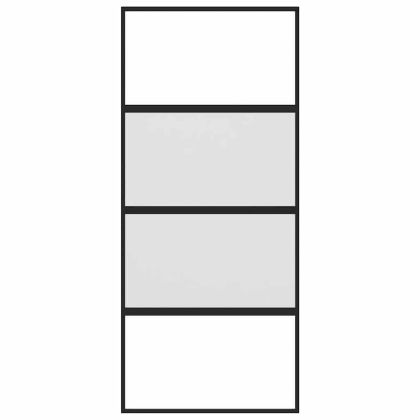 Плъзгаща се врата, черна, 90x205 см, закалено стъкло и алуминий