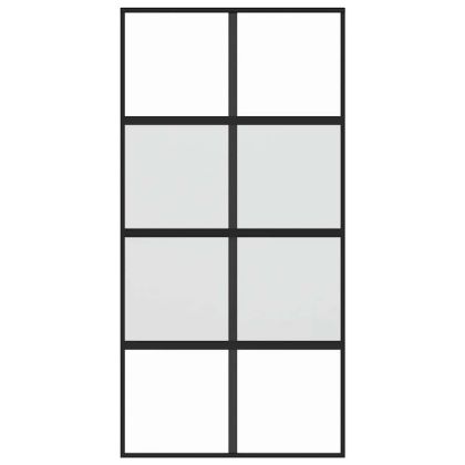 Плъзгаща се врата черна 102,5x205 см закалено стъкло и алуминий