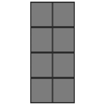 Плъзгаща се врата, черна, 90x205 см, закалено стъкло и алуминий