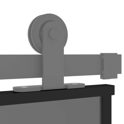 Плъзгаща се врата, черна, 90x205 см, закалено стъкло и алуминий