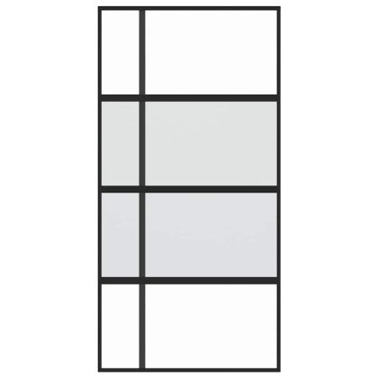 Плъзгаща се врата черна 102,5x205 см закалено стъкло и алуминий