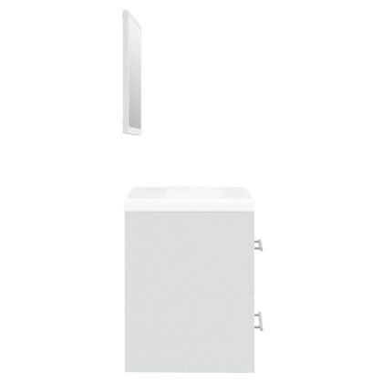 Шкаф за мивка с вградена мивка, бял, инженерно дърво