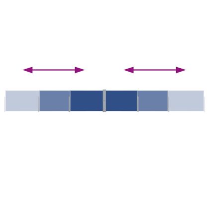 Прибираща се дворна странична тента, 140x1200 см, синя