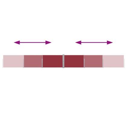 Прибираща се дворна странична тента, 140x1200 см, червена