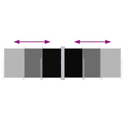 Прибираща се странична тента, черна, 180х600 см