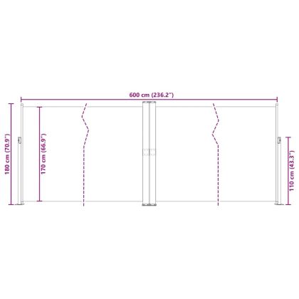 Прибираща се странична тента, синя, 180х600 см