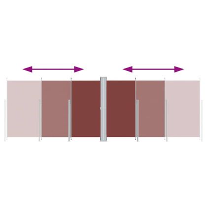 Прибираща се странична тента, кафява, 200х600 см