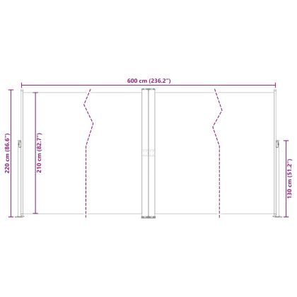 Прибираща се странична тента, синя, 200х600 см