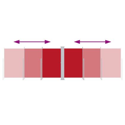 Прибираща се странична тента, червена, 200х600 см
