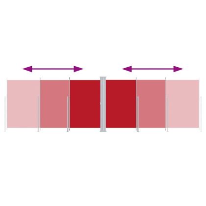 Прибираща се странична тента, червена, 220x600 см