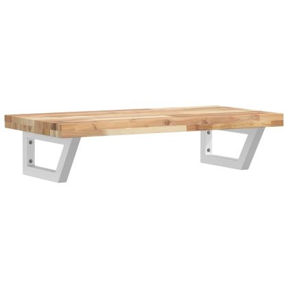 Стенен рафт за мивка, стомана и масивно дърво акация